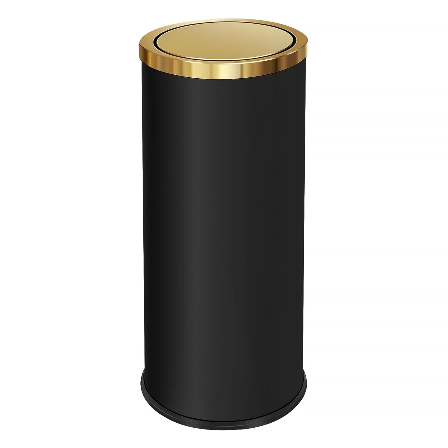 8Gallon Brushed Kitchen Gold Trash Can with Swing Lid,Stainess Steel Garbage Can Trash Bin Wastebaskets for Commerical Used Airport Shopping Mall Hotel Lobby Elevator (Black with Gold lid) DAMAGED