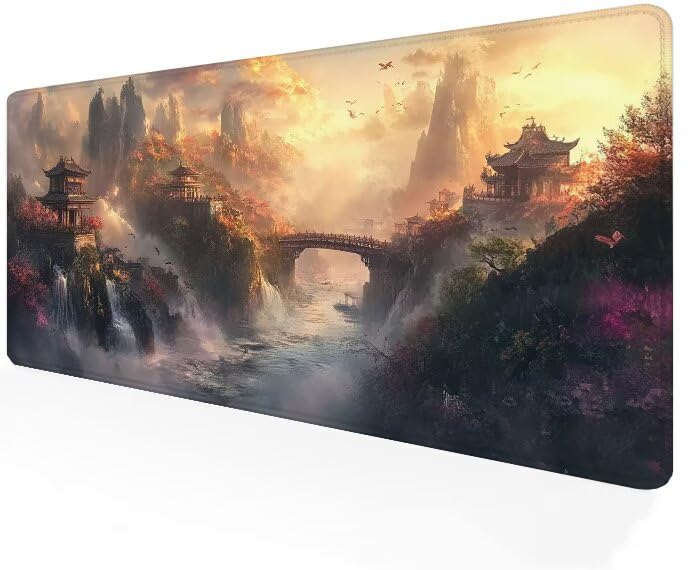 Tapis de souris gamer grand format 900x400 anti-glisse à bords cousus