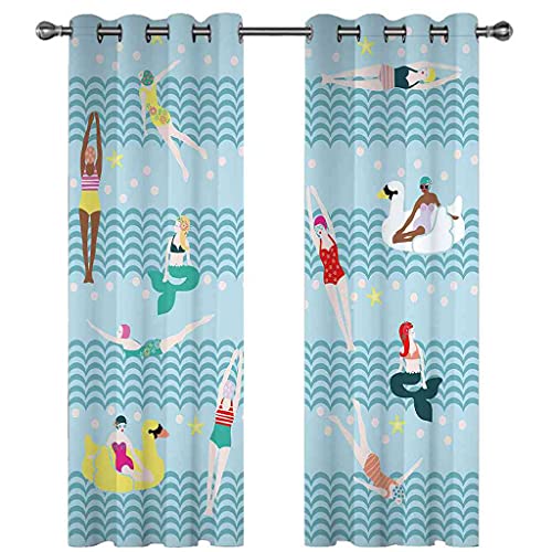 Rideau occultant enfant 200x160 sirène rideau oeillets isolant