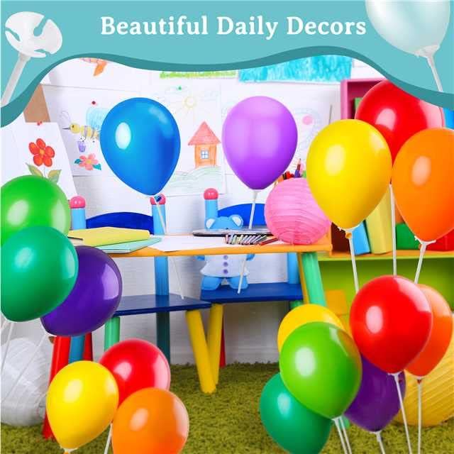 Miniatura 5 de PP OPOUNT - 120 piezas de varillas para globos, varillas de globo de 32 cm con base, varillas de globo de plástico con copas para cumpleaños,