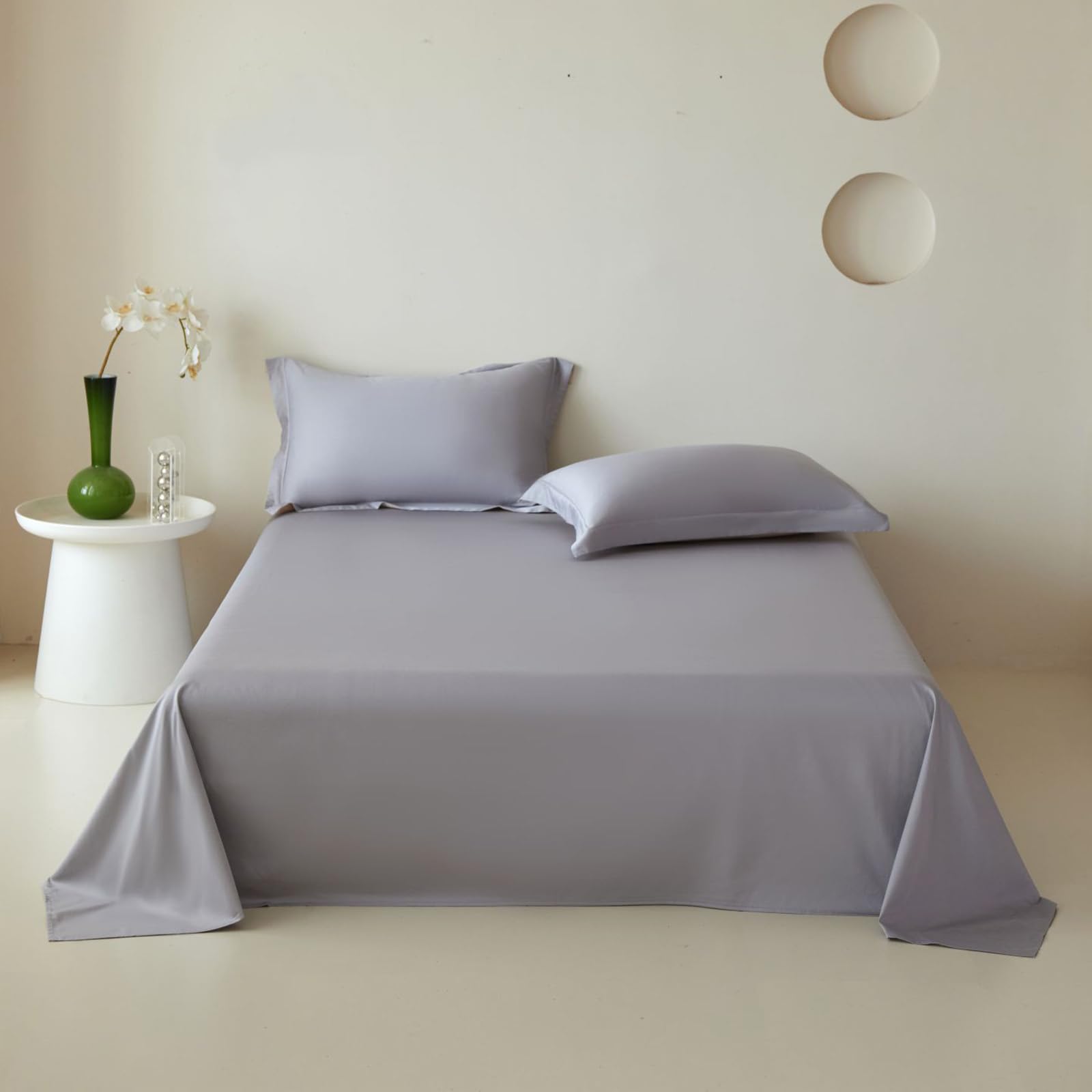 Drap plat en coton gris foncé 180x230cm pour lit double uni