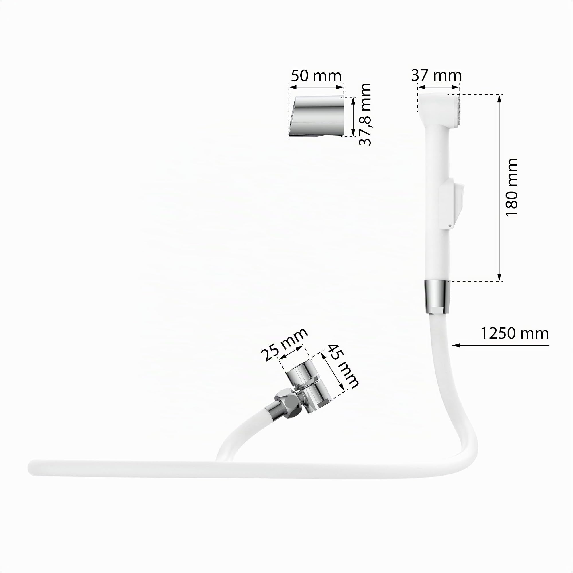 EISL DX25W-A lavabo, doccetta per Cucina, Bagno, Lavanderia o Officina, Ideale per aggiornamento, Facile da Usare, Set con Tubo da 125 mm e Adattatore per Tutti i Comuni rubinetti, Bianco