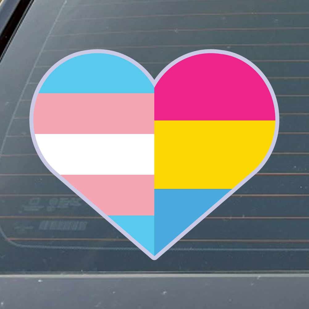 Genderfluid Pansexual Heart Sticker - Waterproof Decal For Cars, Laptops, Windows