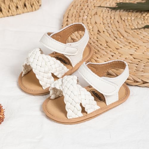 Image of Babelvit Infant Baby Girl Boy Sandals Comfort Premium Summer Outdoor Casual Beach Shoes with Flower Bowknot Anti Slip Rubber Sole Newborn Toddler Prewalker First Walking Shoes
