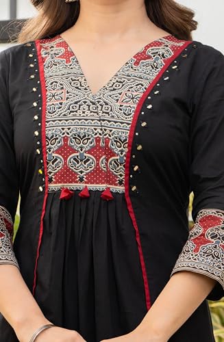 Image of Amayra Women's Pure Cotton A-Line Kurta Set with Palazzo Pants & Dupatta|Ethnic wear|Kurti Suit Set for Women