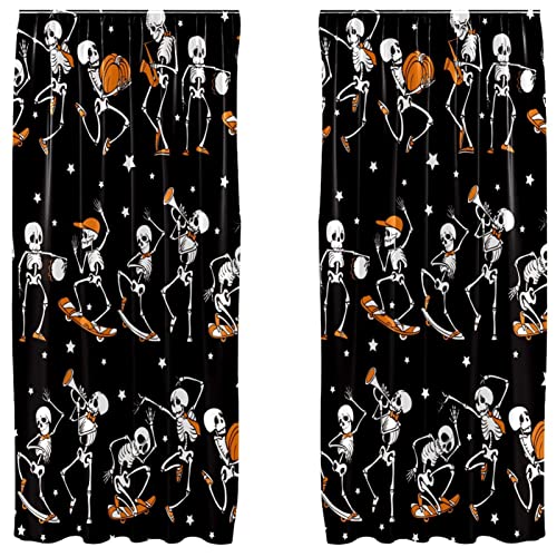 Rideaux Halloween occultant les regards motif tête de mort