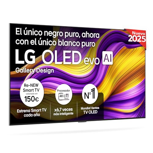 LG OLED65G54LW - TV 65', OLED EVO 4K, Smart TV AI G5, WebOS 25, Super Upscaling, Dolby Vision y Dolby Atmos, AMD FreeSync, Alexa/Google Assistant, Negro