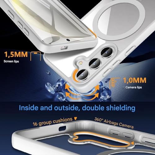 Image of DIZORO Compatible Samsung S24 fe 5g Case,Compatible with MagSafe, Non Yellow Military-Grade Drop Protection & Hard PC Back Cover Slim Transparent Anti-Scratch Shockproof Phone Case -Titanium Grey