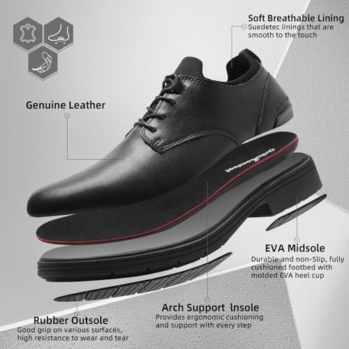 Orthopedic Business Leather Dress Shoes: Arch Support Plantar Fasciitis Walking Wingtip Formal Oxford for Mens, Orthotic Comfortable Casual Patent Tuxedo Work Shoes for Foot Heel Pain Relief2