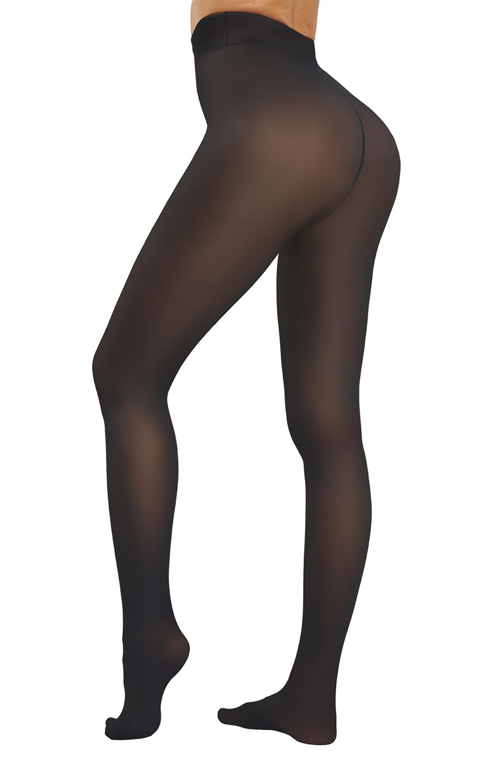 HeyUU Thermostrumpfhosen Damen Wärmende Fleece Strumpfhosen Gefütterte Winter Leggings Warm & Gefälschte Transparenz