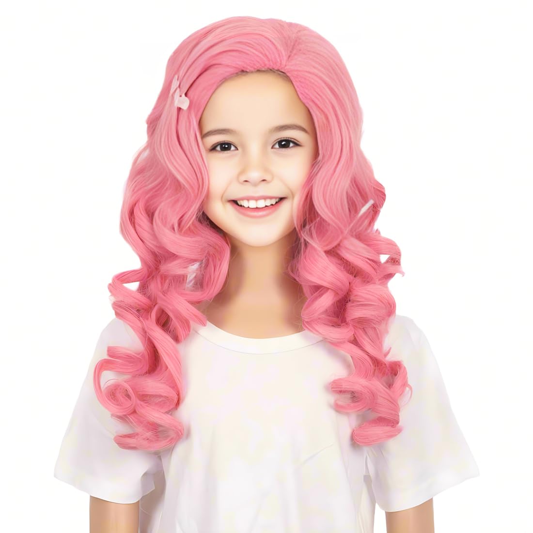 WildCos Long Curly Pink Hair Halloween Costume Cosplay Wig Anime Cartoon Costume Party Wig