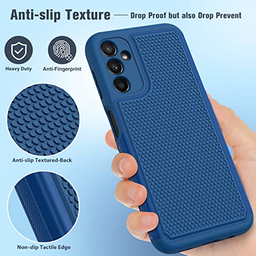Fntcase For Samsung Galaxy A14 5G Case: Dual Layer Protective Heavy Duty Cell Phone Cover Shockproof Rugged With Non Slip Textured Back - Military Protection Bumper Tough - 2023, 6.6Inch (Navy Blue) #TOP4
