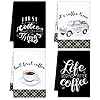 4 Pieces Kitchen Towels, Coffee Kitchen Hand Towels, Dish Towels, Absorbent Decorative Dish Cloths, Gifts for Farmhouse Housewarming (Truck Style)