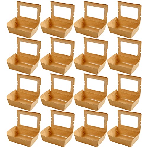 iplusmile 50pcs Boxes Window Salad Box French Fries Takeout Containers Snacks Containers Recyclable Salad Container Nacho Containers Salad Holders Open The Window Clamshell Kraft Paper Food