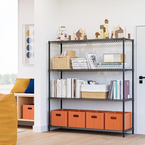 Image of M MZG 2800LBS 59 inch W 4 Tiers Storage Shelves Load, Metal Shelving Wire Metal Shelving Unit Shelves for Storage Adjustable Garage Shelving for Pantry Kitchen Garage Black 17.7 inch D x 59.1 inch W x 70.4 inch H