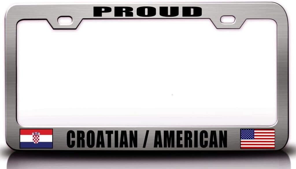 Proud Croatian American Nationality Patriotic Metal Car SUV Truck License Plate Frame Ch j36
