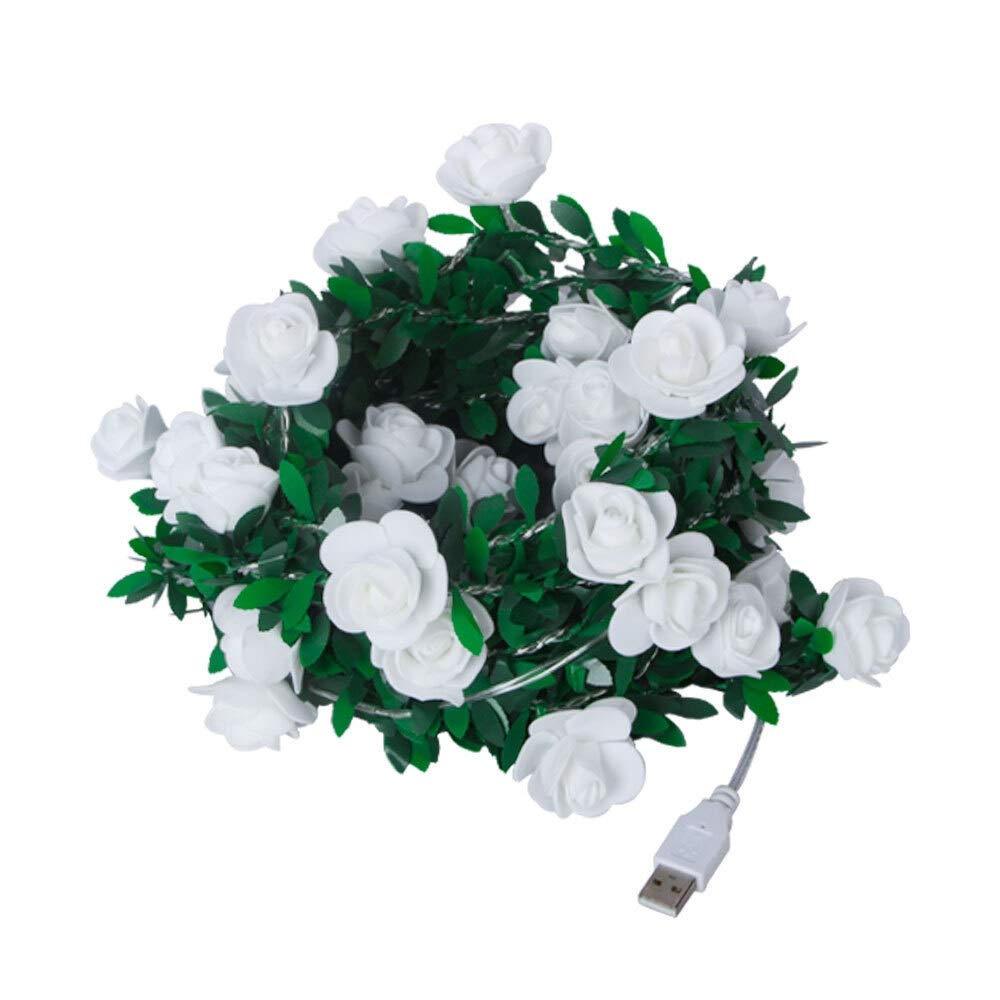 Sequential 40 Led String Lights Rose Flower Lights USB Battery Powered Garland Wedding Decor Vine Lights for 's Day Party Twinkling (Emitting Color : USB warm white, Wattage : 1.5M 10LED)