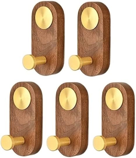 Amazon ウォールハンガー 壁掛けフック ウォール フック コートフック 壁 付け フック 木製の壁のフック 現代のコートフック 壁に取り付けられた玄関のコートラック 吊り下げ式の鍵 植物 衣服 黒いクルミ用 コートフック おしゃれ Size 5pcs フック