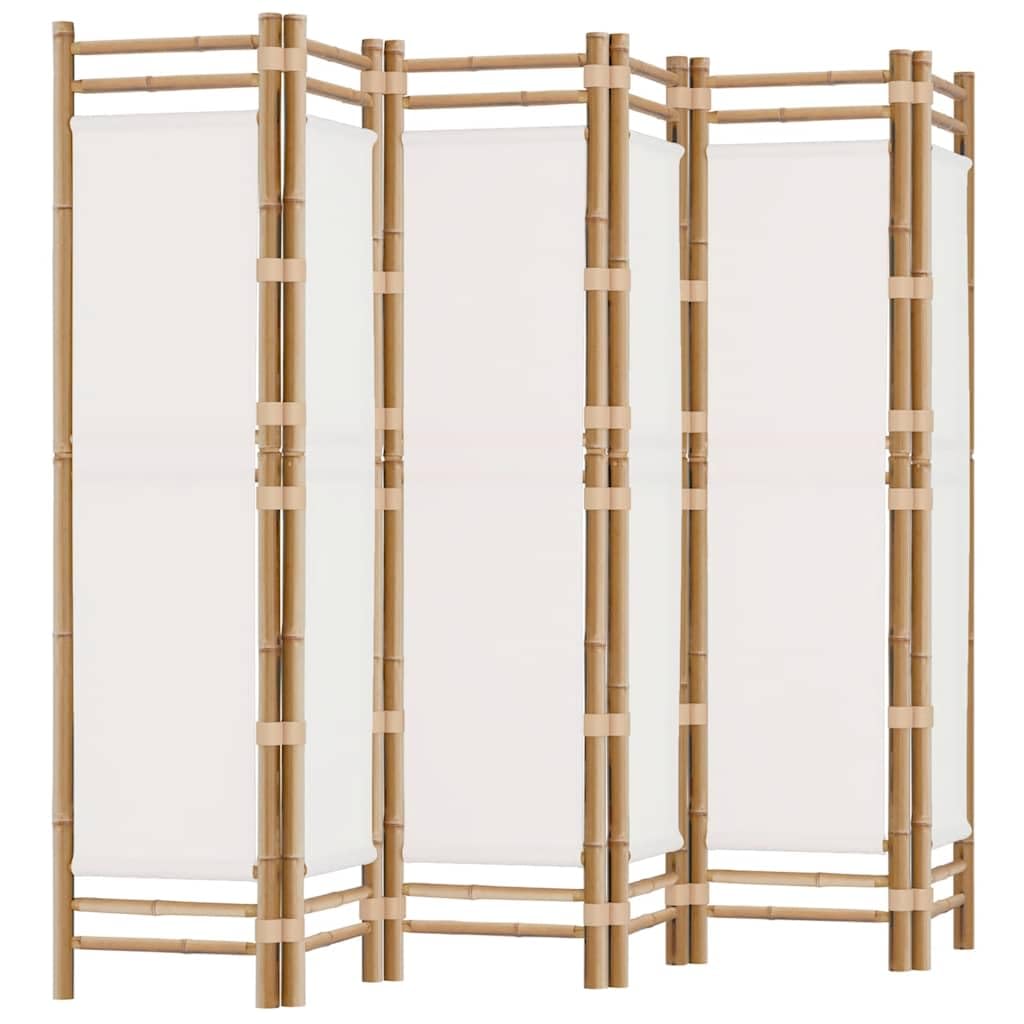 vidaXL Folding 6-Panel Room Divider Privacy Protection Screen Room Separator Paravent Wall Partition Panel Screen 240 cm Bamboo and Canvas