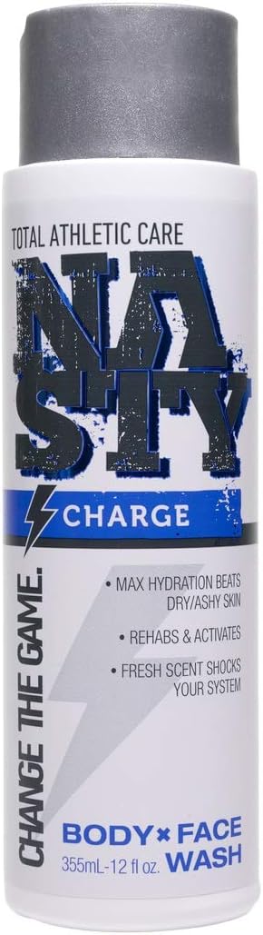 NASTY Charge Body Wash for Men, Women & Teens with Moisturizing Aloe Vera and Shea Butter, 12 Ounce