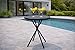 DEGAMO Bistrotisch Balkontisch Milano 60cm rund, Metall anthrazit + Glas schwarz, Outdoor