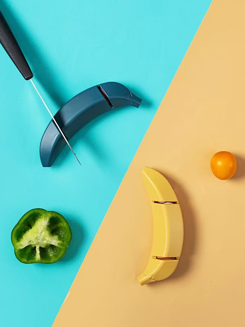 1 Cute Knife Sharpener Whetstone Dual-Grind Holes - Perfect for Sharpening Knives - Banana-Shaped 5 5 14cm Length