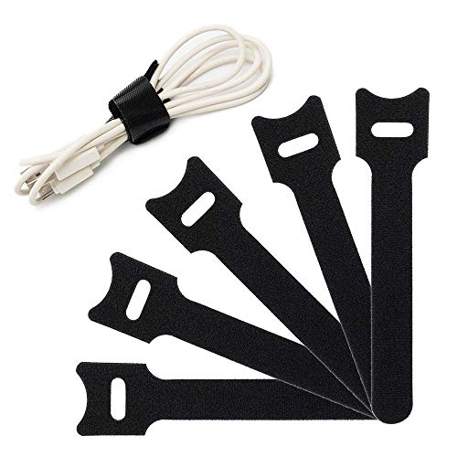 YiTai 20 PCS Reusable Cable Ties, 6 Inch Strong &Microfiber fastening cloth, Adjustable Fastener Cable Strap Hook and Loop Cord Ties, Black