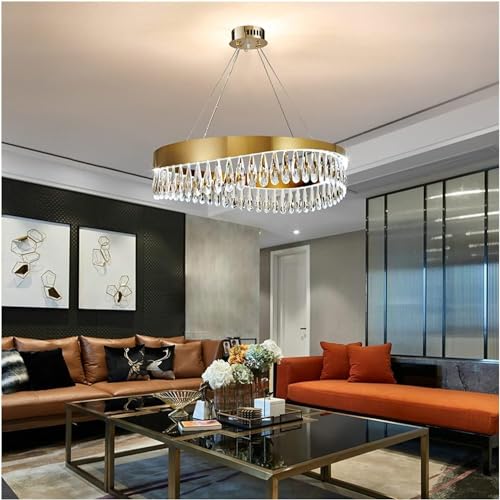 Lustre cristal LED moderne plafonnier acier inoxydable loft