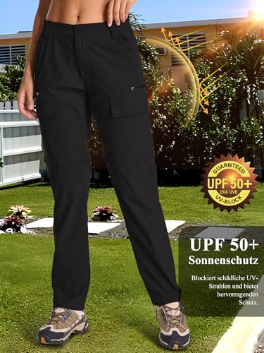 Jogwits Damen Zip-Off-Wanderhose, Leichte Trekkinghose Atmungsaktiv Schnell Trockend Safari outdoorhosen Sommer Arbeitshose Funktionshose
