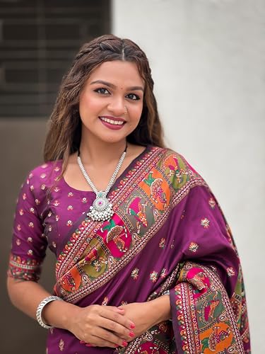 Image of SGF11 Women's Kanjivaram Pure Soft Silk Saree With Unstitched Blouse Piece