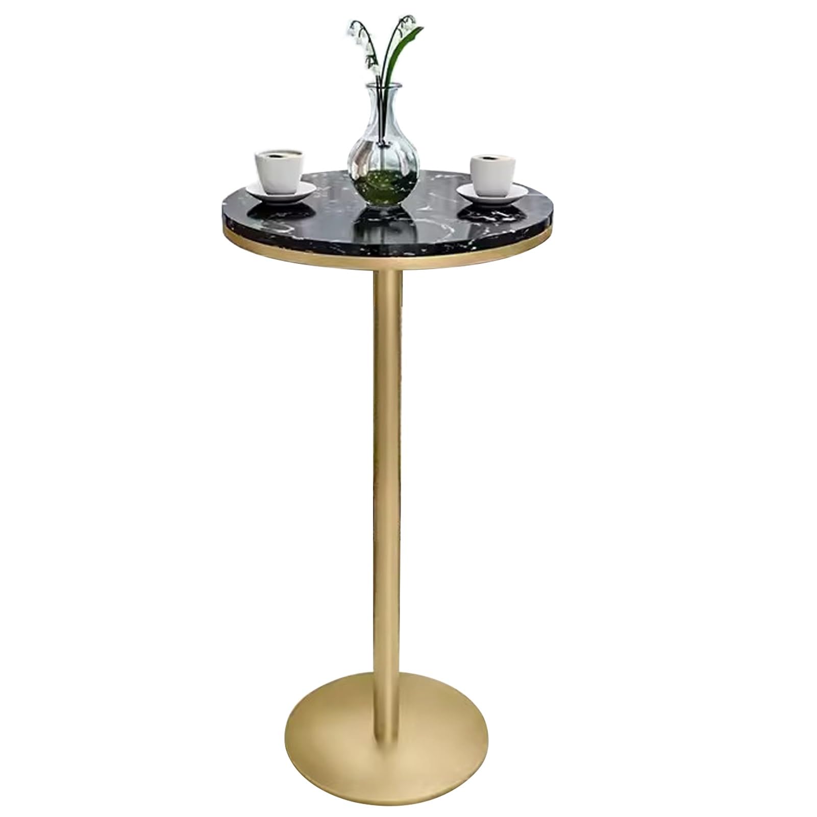 Table en marbre noir ronde de 55 cm au design minimaliste avec piétement robuste