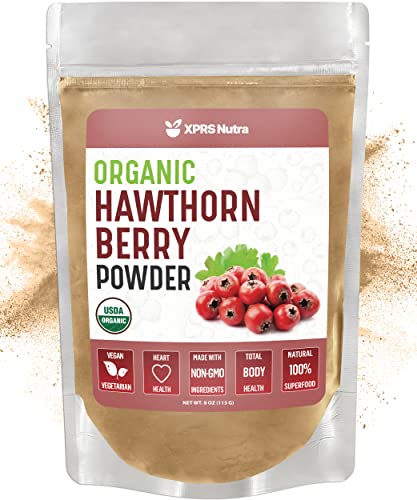 XPRS Nutra Organic Hawthorn Berry Powder - Premium USDA Organic Hawthorne Berry Powder for Cardiovascular Support - Vegan Friendly Hearth Health Supplement (8 Ounce)