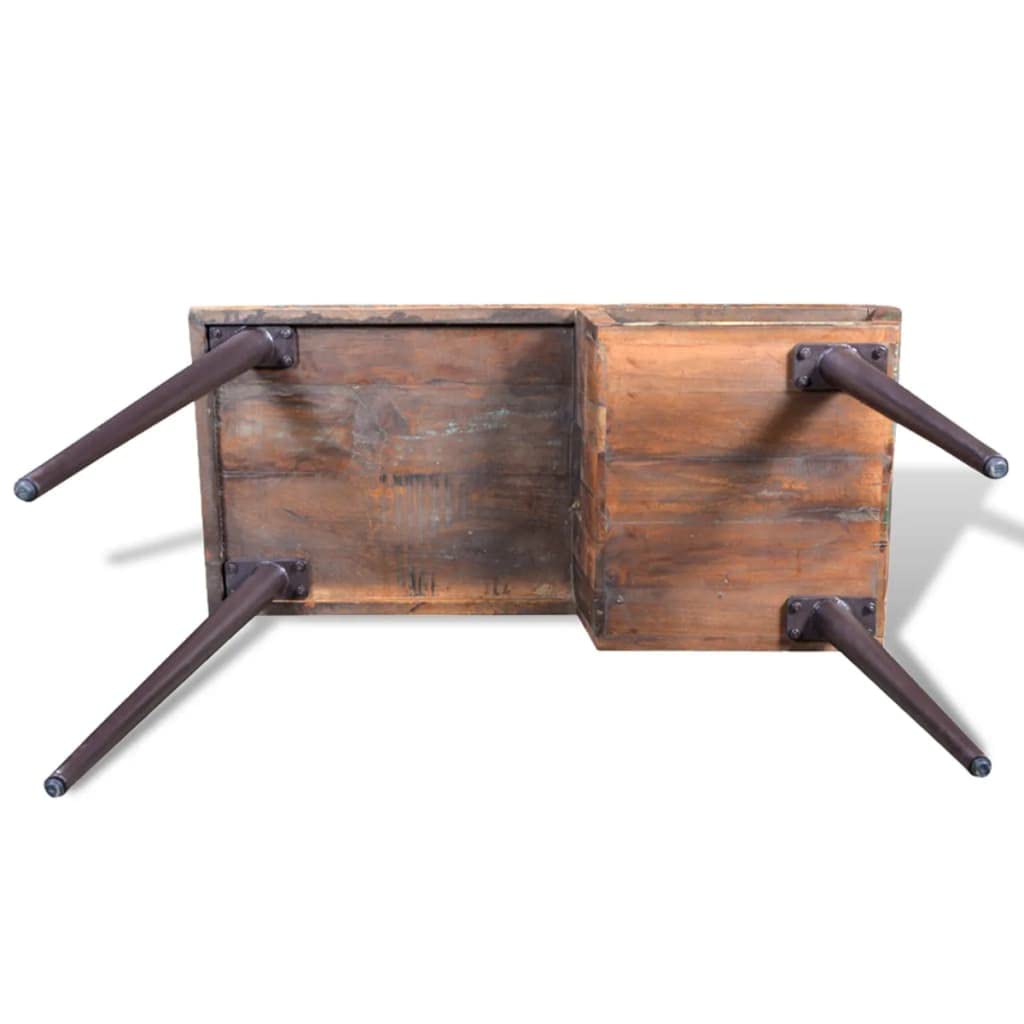 Schreibtisch Altholz mit Eisenbeinen, Massivholz Tischplatte 110x50x80 cm, mit Stauraum Schublade, ergonomisch für Homeoffice, Gaming, Jugend Zimmer, PC Laptop Ablage, platzsparend, Sekretär