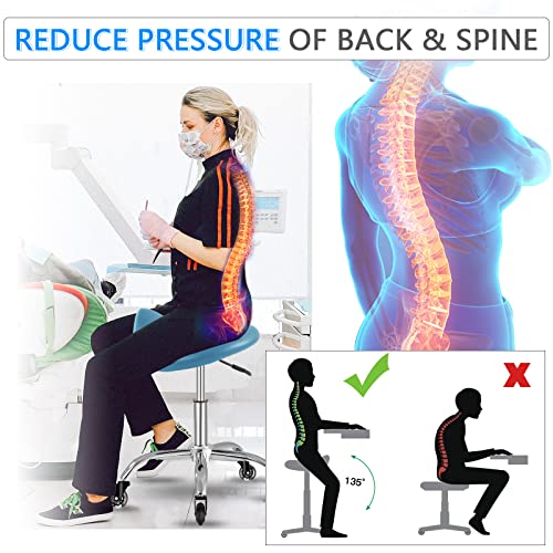 Image of SALONFACTORY Saddle Stool with Wheels 300 lbs Weight Capacity, Heavy Duty Rolling Stool for Medical Massage Salon Kitchen Spa Drafting Nail-Tech,Height Adjustable,360 Swivel,Wide Thick Seat Padding