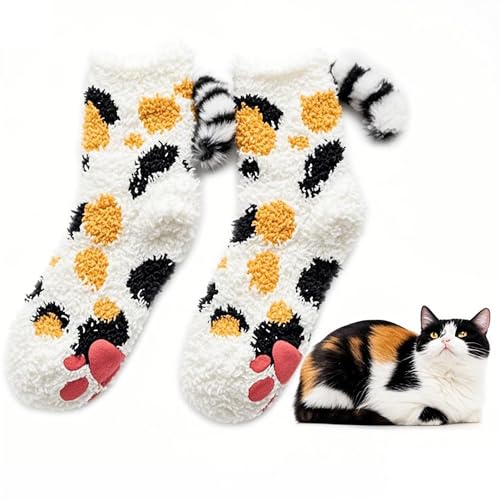 Benefeet Sox Women Fuzzy Socks Funny Cat Gifts Cozy Soft Fluffy Winter Warm Sleeping Cute Animal Slipper Socks for Cat Lover