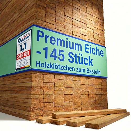 Holzklötzchen zum Basteln Eiche 145 Stück ohne Klebeband DIY KERANO