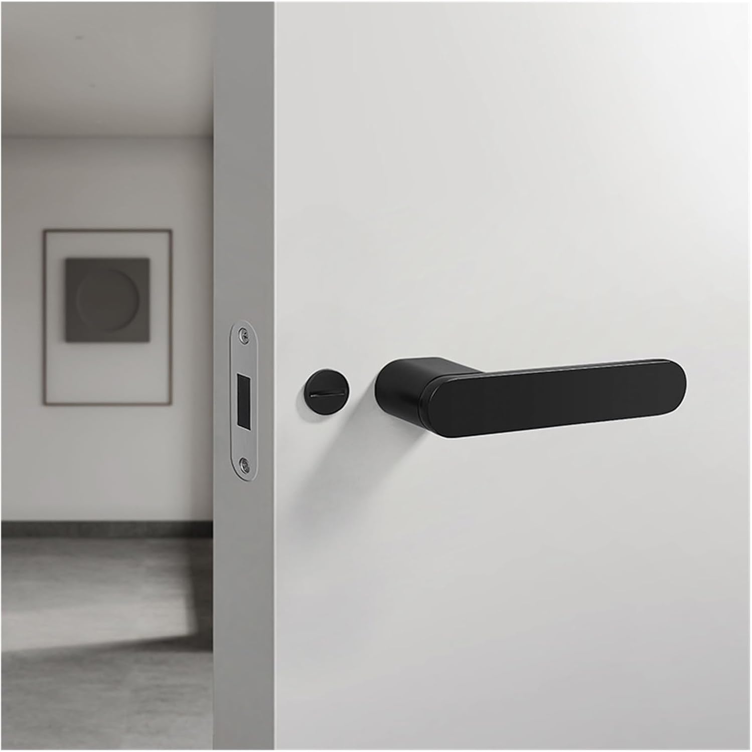 Minimalist Room Door Lock Bedroom Room Solid Wood Door Home Door Handle Magnetic Silent Ecological White Room Door Lock(35 Matt Gray 35-50mm with Key)