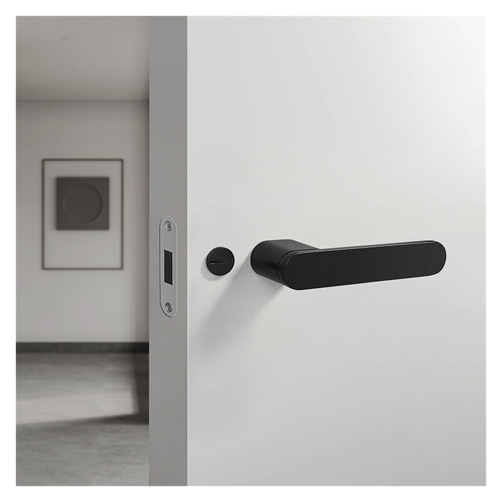 Biały minimalistyczny magnetyczny cichy zamek do drzwi z litego drewna uchwyt do sypialni | Sypialnia Minimalistyczny Magnetyczny Cichy Lite Drewno Ekologiczny Uchwyt Biały (35 Szary 35-50 mm bez klucza)