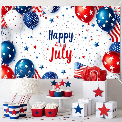 Image of BlissYard Happy 4th of July Background Banner America Independence Day Themed Outdoor Decorations 71 x 43 Inch Patriotic National Holiday Backdrop Veterans Day Memorial Day Decorations