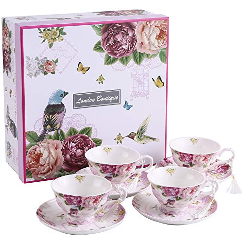 London Boutique Teeservice aus Porzellan, Kaffeetassen/Teetassen mit...
