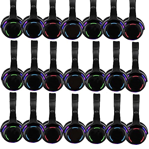AYVVPII Professional Silent Disco LED Wireless Headphones and RF LED Silent Disco Earphones for iPod MP3 DJ Music Pary Club (30 led Headphone + 3 Transmitter)