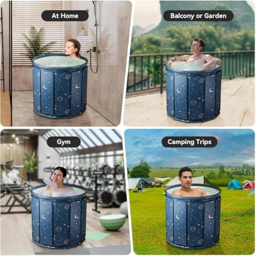Image of Bath tub for adult for bathroom Tub for Home SPA, Maintains Hot & Cold Temperature, Drainage Hole, Thickened Layer for Hot and ice bath tub for adults (Planet)