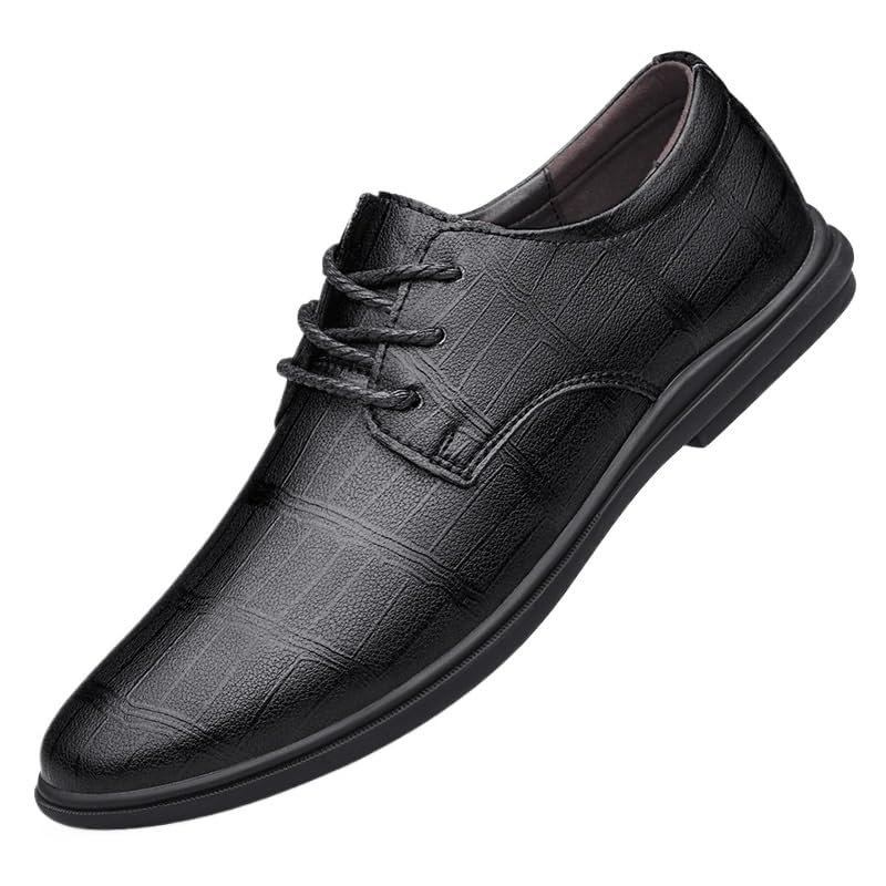 Men's Genuine Leather Business Casual Scale Pattern Comfort Formal Shoes Formal Business Casual Oxford Trendy Plaid Upper Tuxedo Shoes for Men