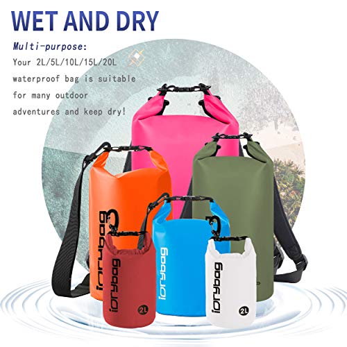 Image of IDRYBAG Dry Bag for Kayaking Waterproof 2L /5L /10L /15L /20L, Small Dry Sack Waterproof Bag for Boating