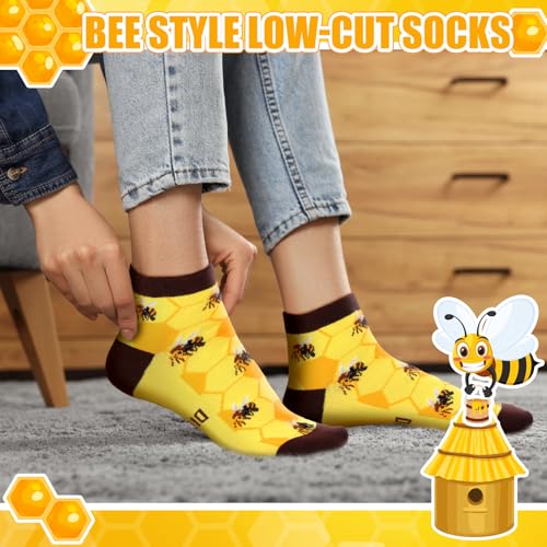 Image of Xuhal 20 Pairs Bee Socks for Women Funny Bee Day Gifts Bulk Cotton Ankle Socks for Honeybee Lover Holiday Birthday Gifts
