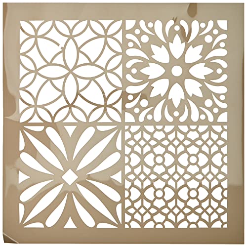 Artemio Diamante Cemento Flores Plantilla Home Déco, plástico, Multicolor, 30,5 x 0,2 x 35 cm