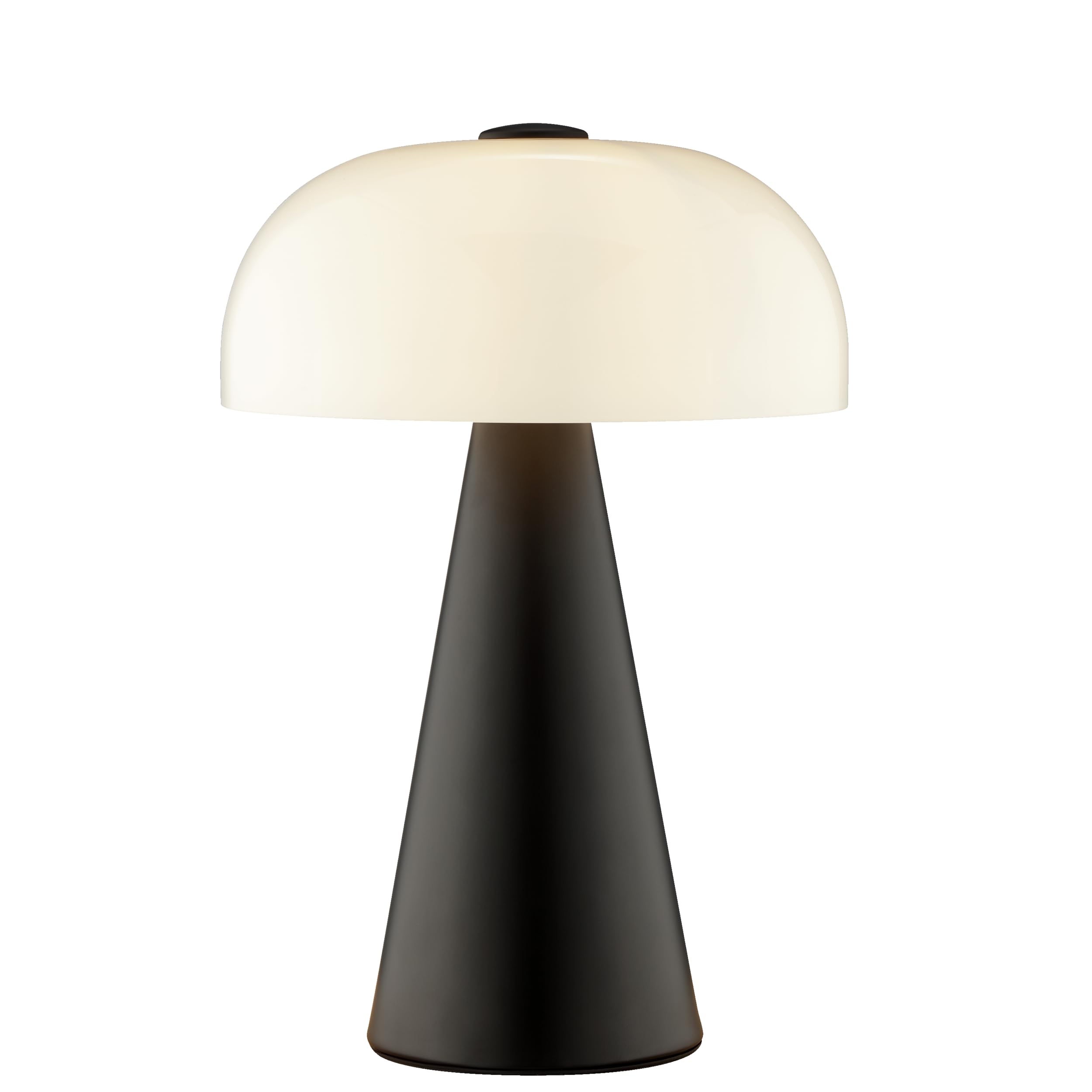 Lightbox Pilz Tischleuchte, E14, Höhe 35 cm, Ø 24 cm, Schalter am Kabel, Glas/Metall, weiß/schwarz, dekorative Nachttischlampe oder Akzentleuchte im Retro Design