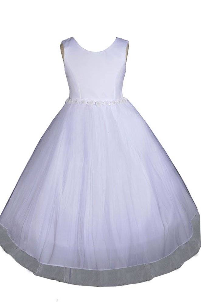 AMJ Dresses Inc Big Girls' White Flower Girl Communion Pageant Dress