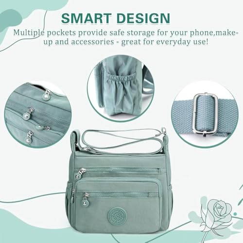 Image of Women Crossbody Bag Waterproof Nylon Multi-layer Crossbody Bag Casual Satchel Bag Shoulder Bag Messenger Bag Travel Bag Day Pack