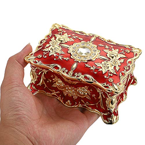 Hipiw Vintage Jewelry Organizer Box - Metal Trinket Storage Box Ornate Treasure Chest Box Jewelry Decorative Box Keepsake Gift Box Case For Women Girls,4.9"X3.4"X2.7" #TOP4